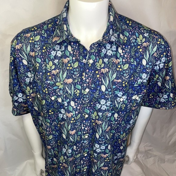 Rockmount Ranch Wear Tru-west Short Sleeve Shirt Large Hawaiian Rousseau Floral - Picture 1 of 16